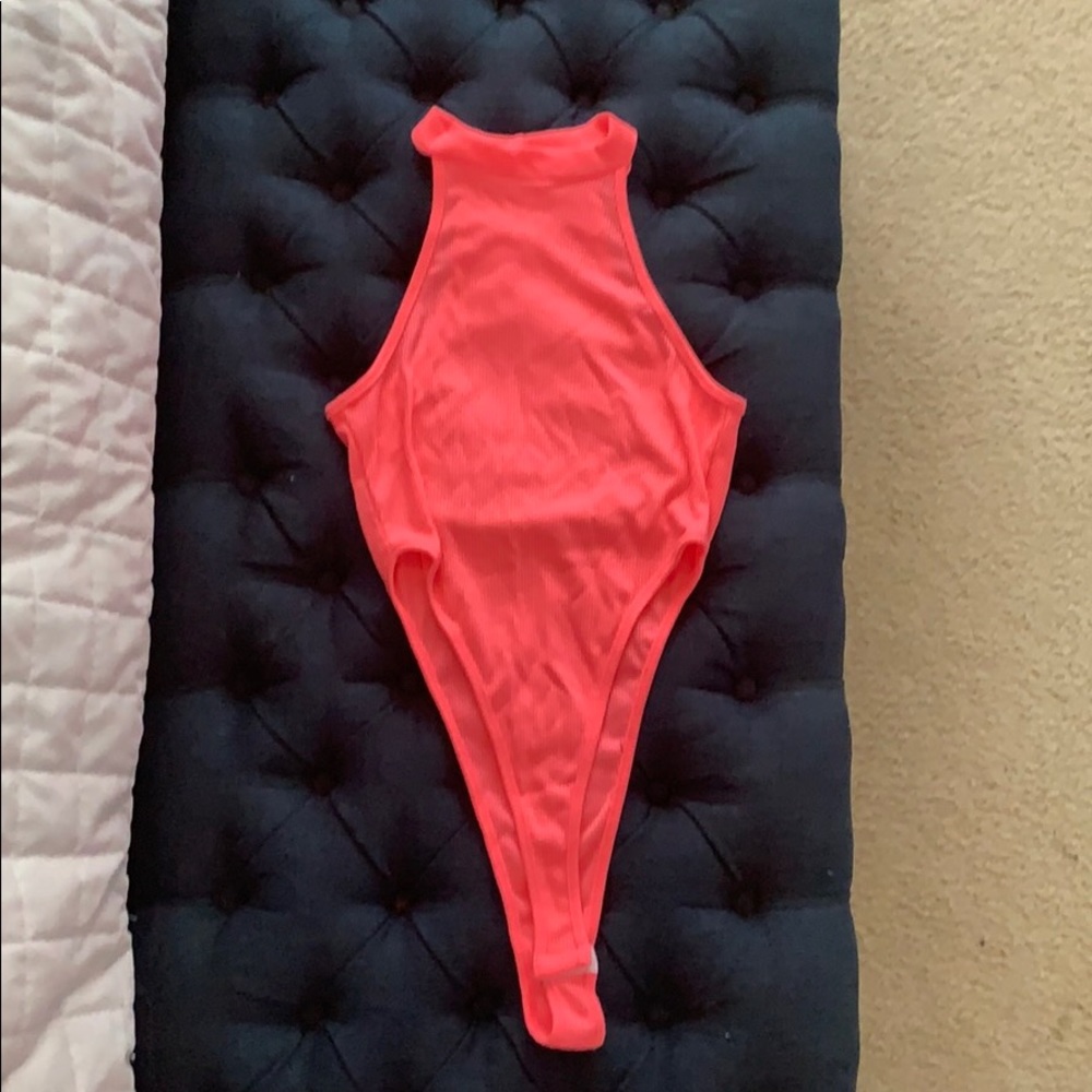 Neon pink high waisted bodysuit